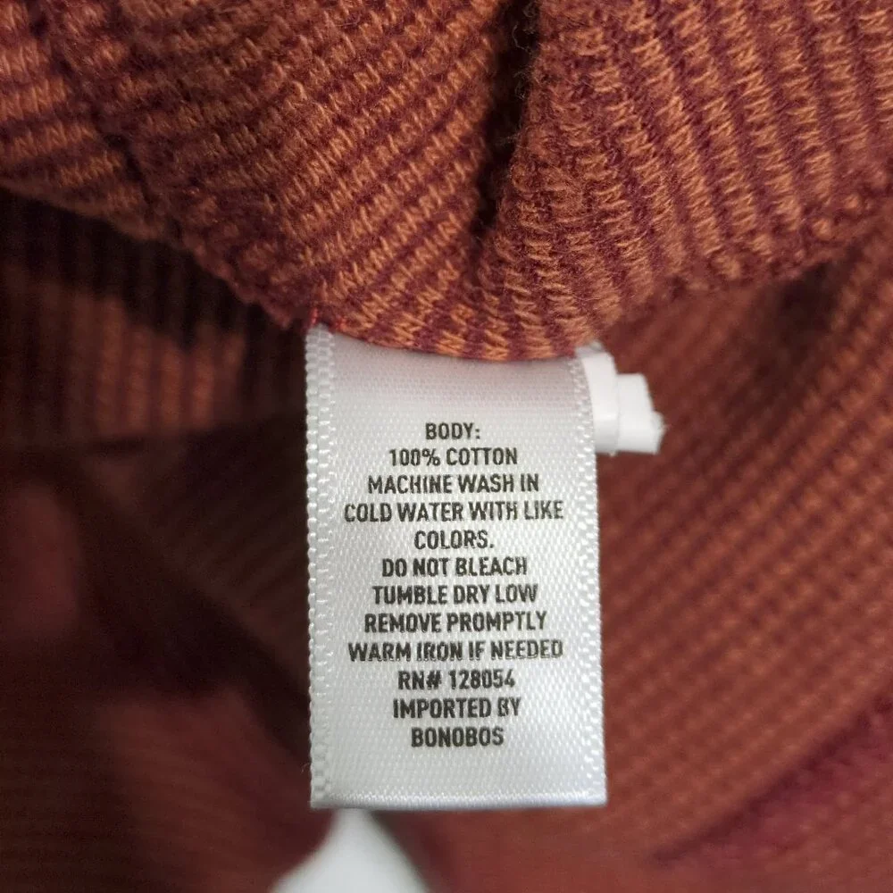 Bonobos Waffle Knit Mens Large Crew Orange Long Sleeve Grunge Streetwear Skate - Picture 4 of 12